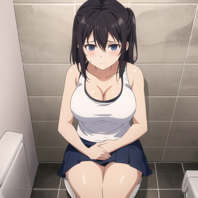 お腹の調子が悪そうな女の子（洋式）