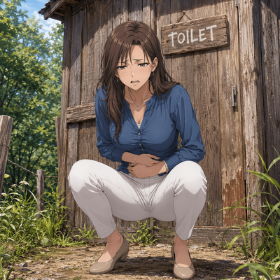 パンツスタイルしゃがみ