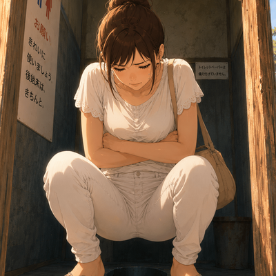 トイレ内しゃがみパンツスタイル（前後）